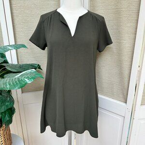 Lush Mini Dress, Army Green Boho Mini Dress, Short Sleeved Dress, Casual Dress